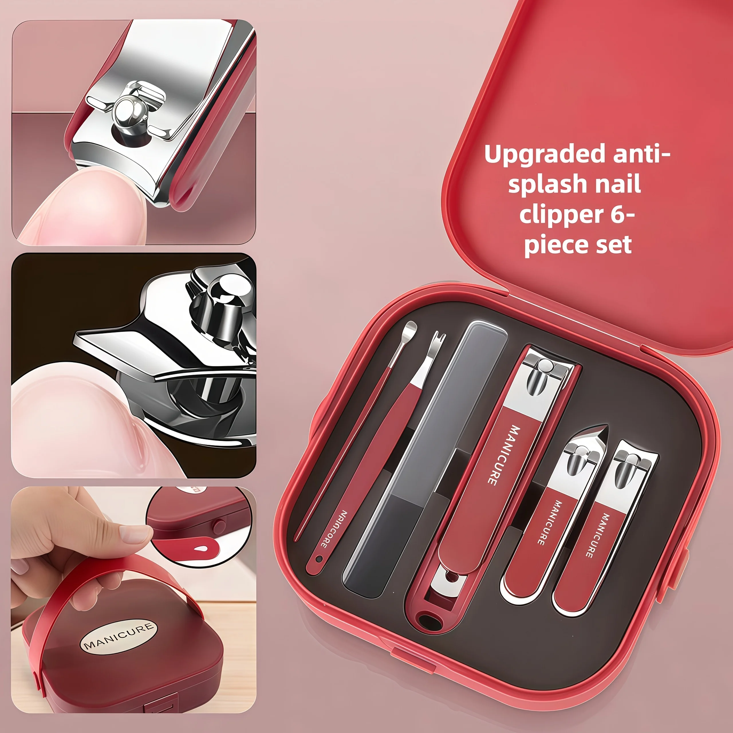 6-teiliges/8-teiliges Professionelles Nagelpflege-Set aus Edelstahl |   Enthält Nagelknipser und Maniküre-Werkzeuge, tragbare Aufbewahrungsbox, ideale Geschenke