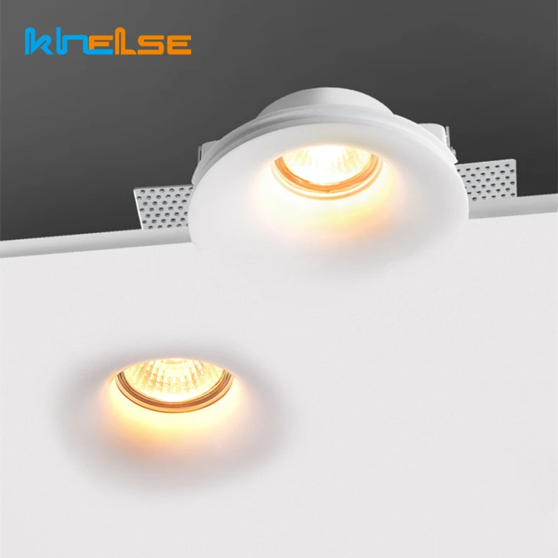 Recessed Gypsum Downlight Ceiling Lamp GU10 LED Anti-Glare Embedded Borderless Spotlight Living Room Bedroom Aisle Home Lighting