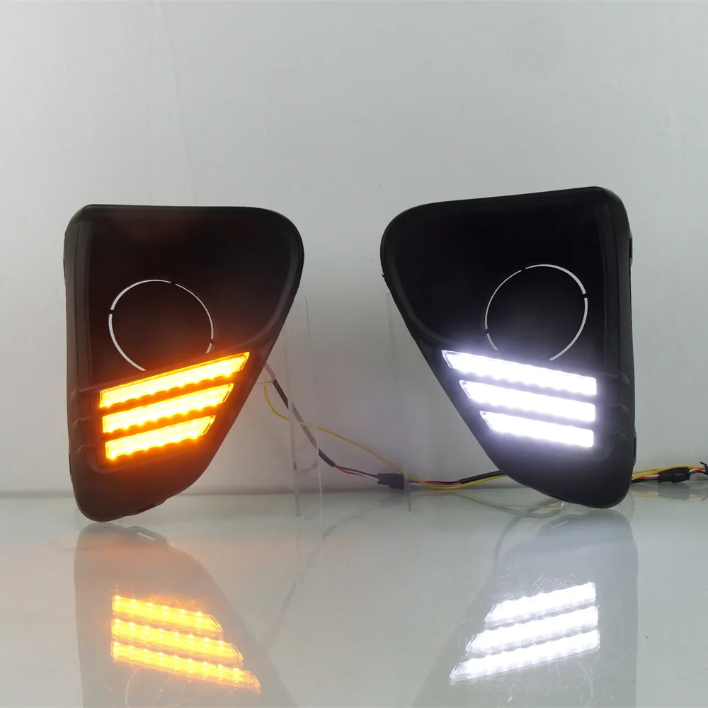 

2 шт. Автомобильные светодиодные DRL (дневные ходовые огни) + противотуманные фары переднего бампера для Honda City 2023-2024 — с указателем поворота, водонепроницаемые