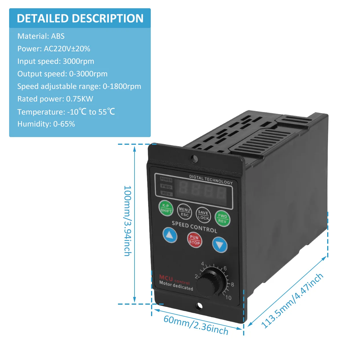 Variable Frequency Drive 220 V Single-phase Input Three-phase Output Motor Driver Frequency Converter with Four-digit Digital