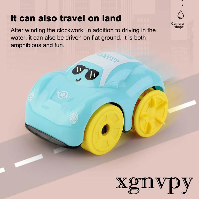 Xgnvpy-Cadeia de corda para carros de desenhos animados anfíbios para crianças, brinquedos aquáticos divertidos para bebês, banho com piscina, meninos e meninas