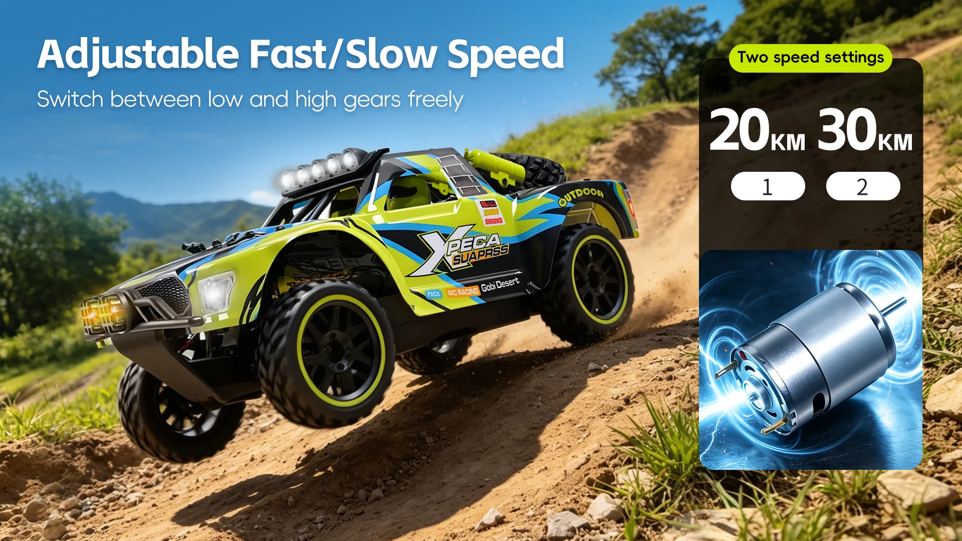 Wltoys 184017 All‑Terrain Electric 4WD Short Truck 1:18 Scale 2.4GHz High Speed 30KM/H RC Offroad Vehicle with LED Light RC Car