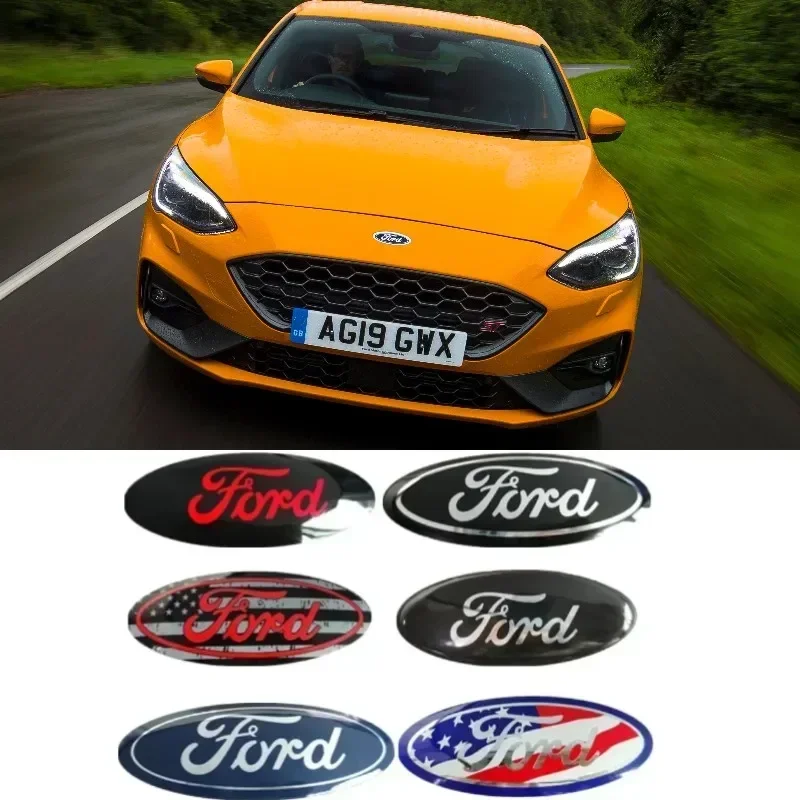 14.5x5.8cm Car Emblem for Ford Edge Escape Fiesta Transit Ranger Fusion Focus 2 3 Mondeo Kuga Auto Front Hood Rear Trunk Sticker