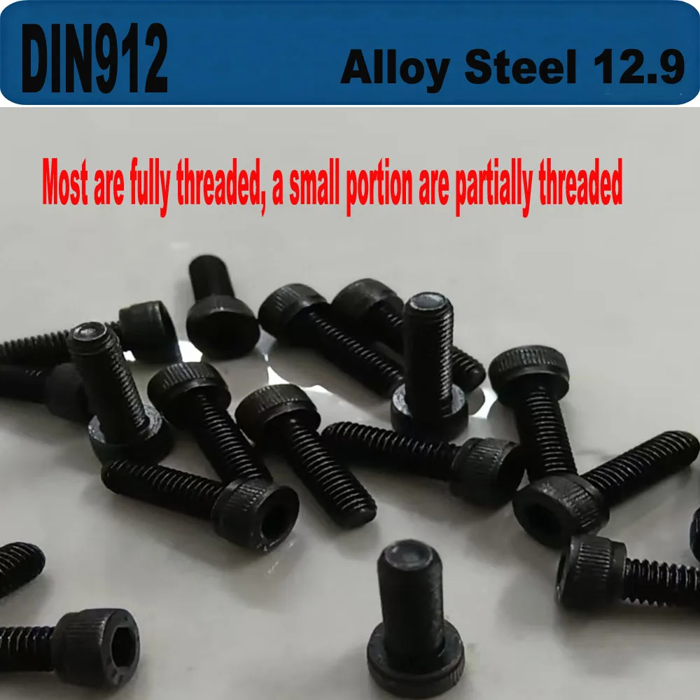

DIN912 12.9 Grade Alloy Steel Hex Socket Cap Screw M1.4-M8 Black Allen Bolt 5-50Pcs