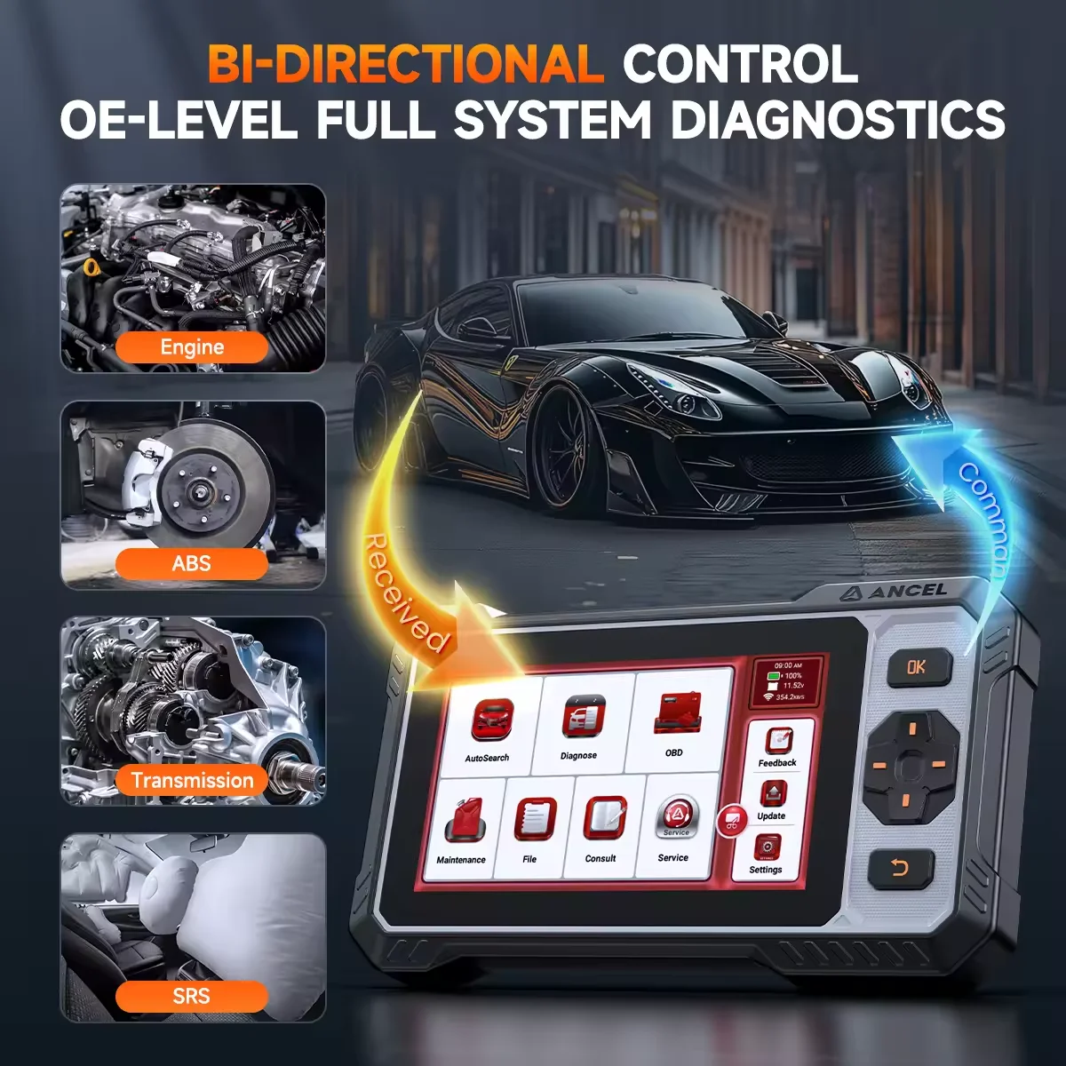 2025 جديد ANCEL FX6000 4 أنظمة أدوات التشخيص 7 خدمة إعادة تعيين السيارات الماسح الضوئي ثنائي الاتجاه التحكم Autovin Obd2 الماسح الضوئي #4