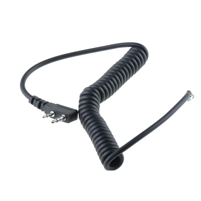 DIY K Head 2 pin 4 Wire Mic Microphone Speaker Cable Spring Line for Baofeng UV5R UV-5R Kenwood TK370 Linton YTY Walkie Talkie
