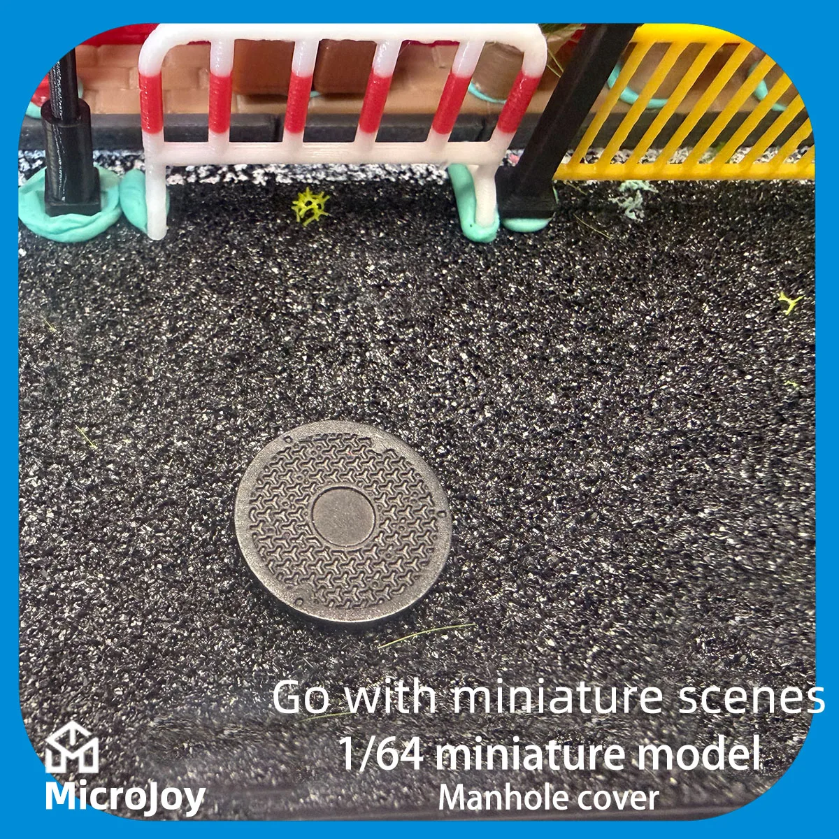 Detailed Scene: 1:64 Scale Miniature Model Repair Workshop Manhole Cover, Mini Street Sewer No. 2 Manhole Cover Ornament, Car Model Scene with Vintage Layout, Set of 5