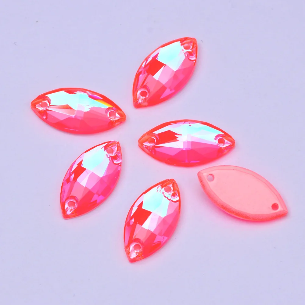 Neon K9 Navette-förmige Strasssteine mit abgeschrägten Kanten, Hochzeitskleid-Accessoires, aufnähbare Zierkristalle – Detail 8
