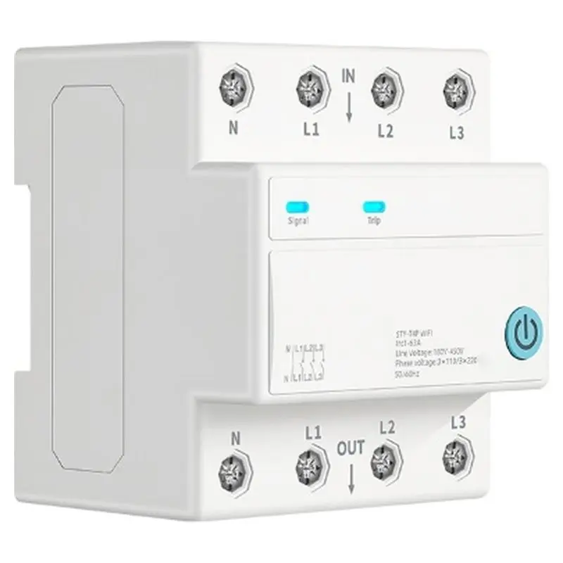 PORK-4P WIFI Smart Circuit Breaker 3 Relays Remote Control Switch Cut Off Live Wire Countdown Timer For TUYA, Smartlife APP