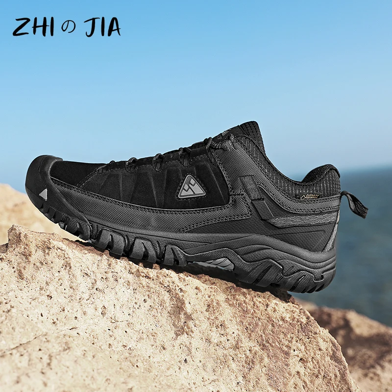 Autumn Winter Couples Casual Shoes Outdoor Men\'s Sneaker Mountaineering Shoes Men\'s Genuine Leather Walking Shoes Large Footwear