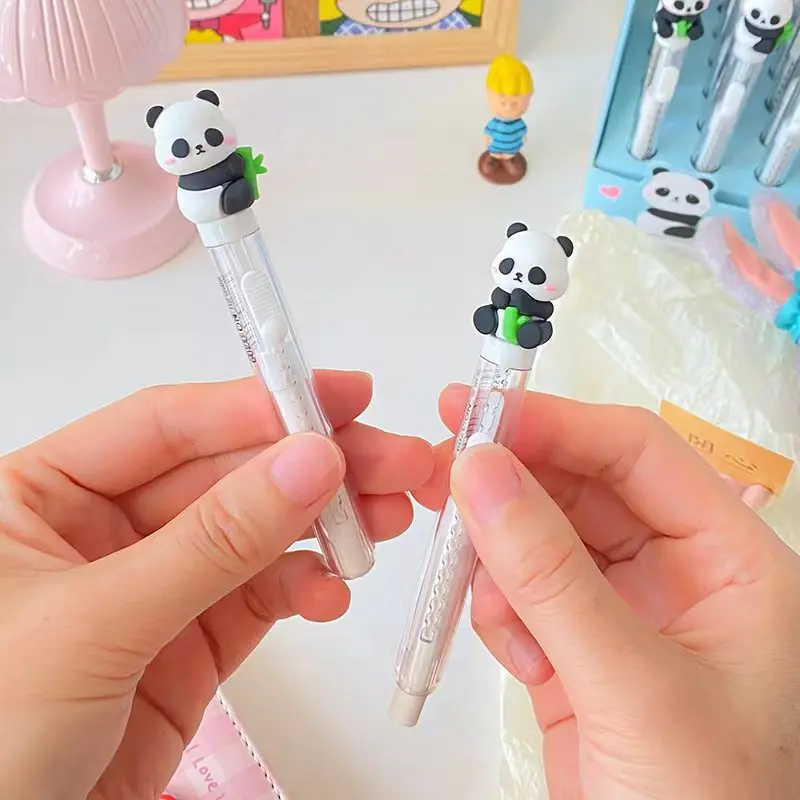 2pcs Cute Panda Eraser Cartoon Panda Telescopic Pencil Eraser School Student Stationery Children Funny Erasers