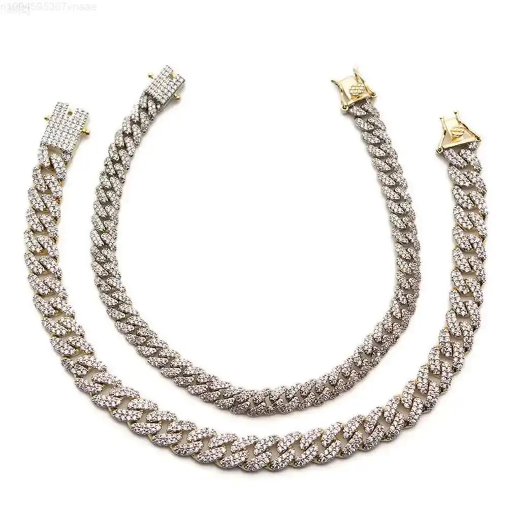 

Hip Hop Jewelry 925 Sterling Silver 8mm Width Vvs Moissanite Iced Out Moissanite Cuban Link Chain