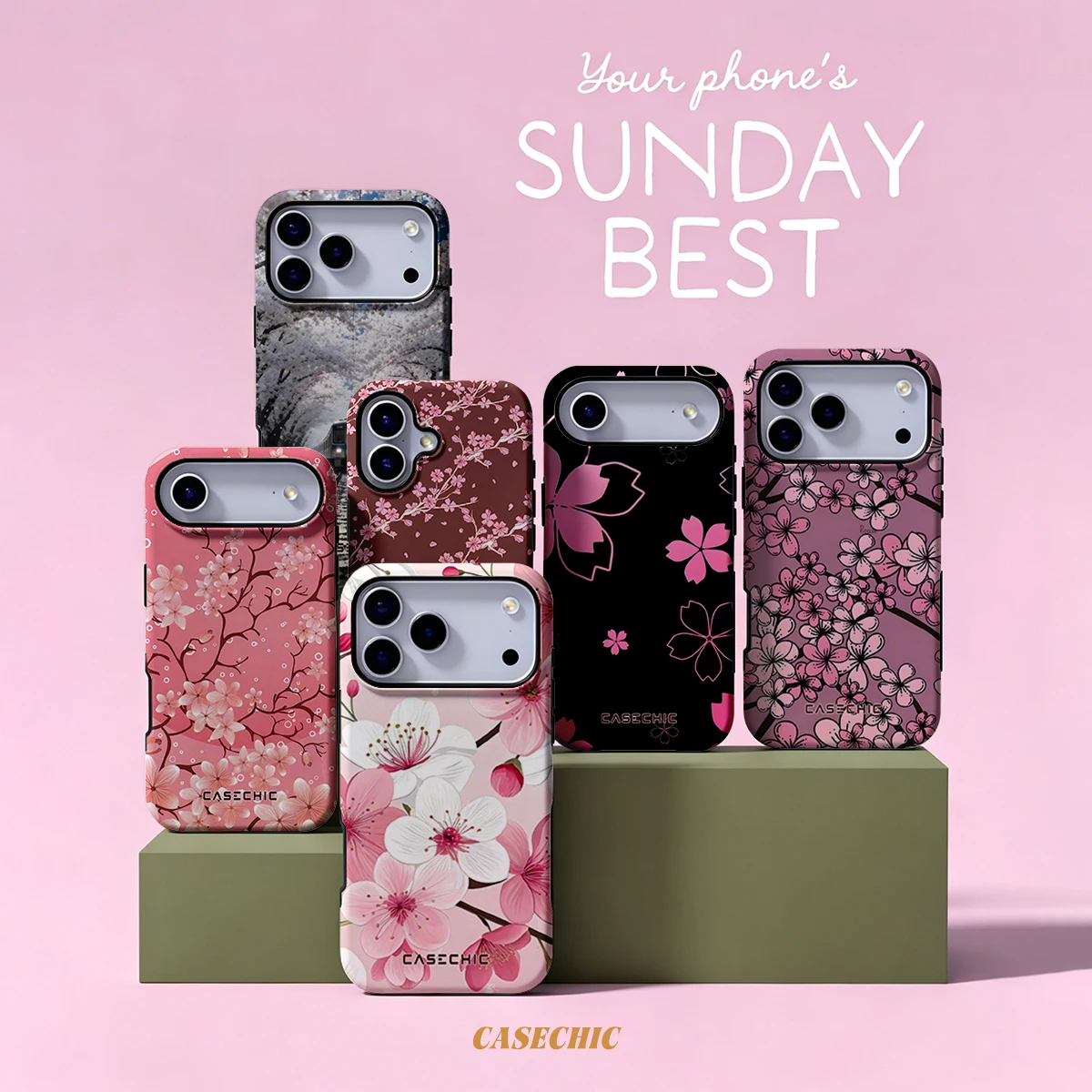 Cherry Blossom Pink Art For Samsung Galaxy S26 Ultra A56 Exquisitely Pattern Double Protective Phone Cover Cases CaseChic