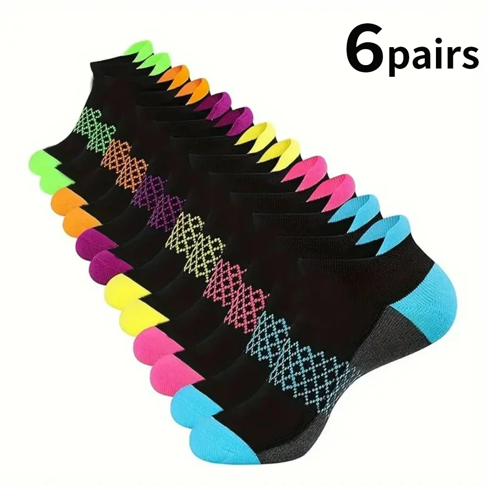 

6 pairs of mixed men's and women's sports socks Wicks sweat breathable outdoor running socks basketball hosiery