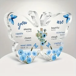 1pc, Acrylic Butterfly Prayer Decorations with Bible Verses - Christian Gifts for Women, Religious Keepsake for Mother's Day
