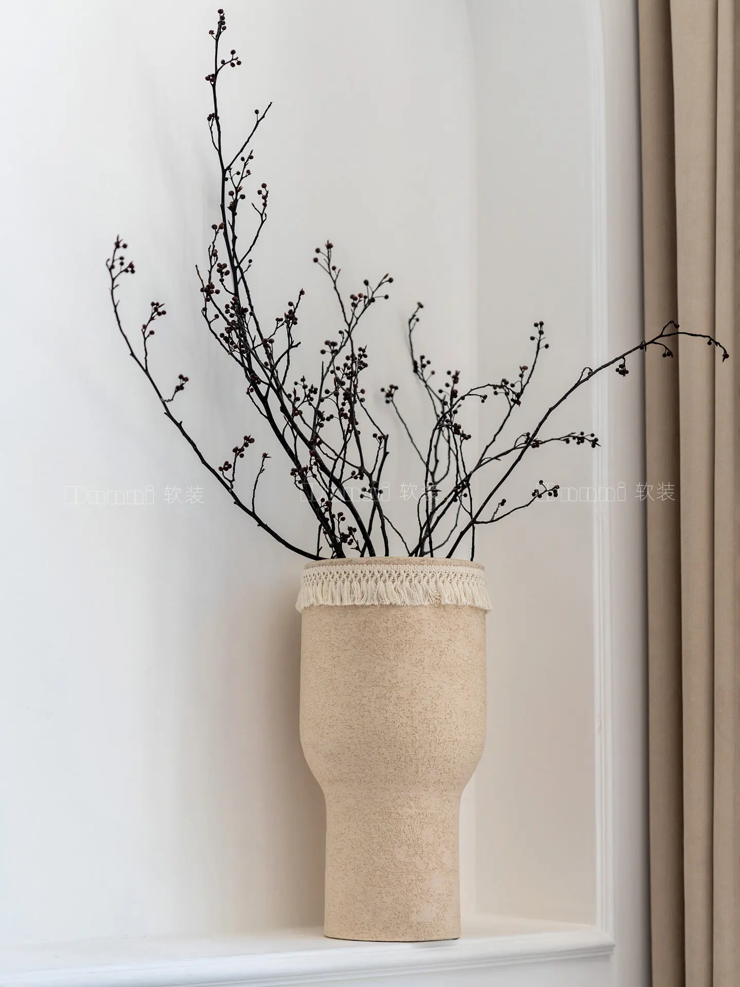 Ornament medieval handmade flower ware model room living room entrance ceramic vase flower arrangement high-end decoration