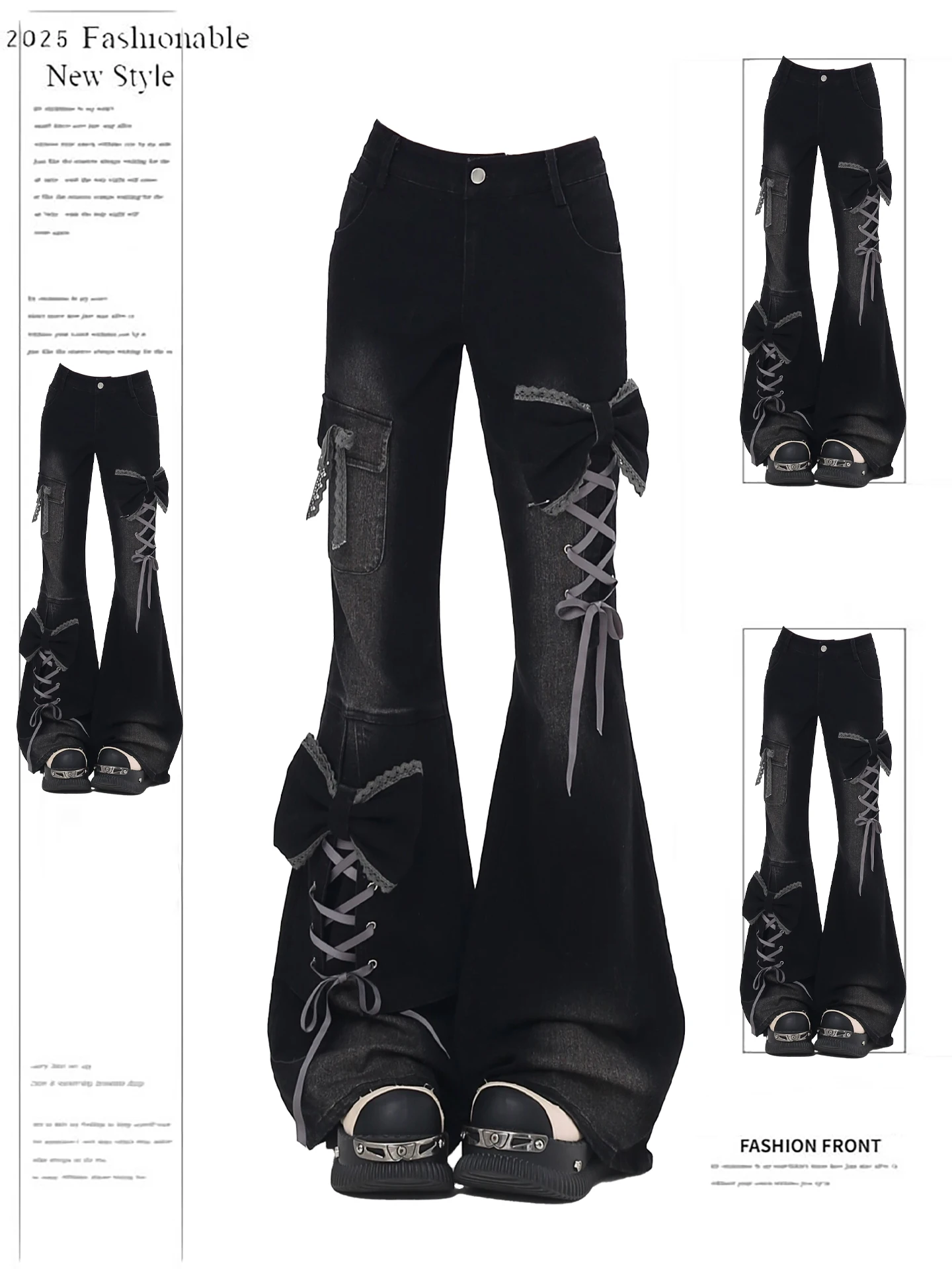 

Расклешенные брюки для спецодежды с поясом, женские сексуальные облегающие брюки-клеш с узлом, джинсовые брюки, повседневные l талии