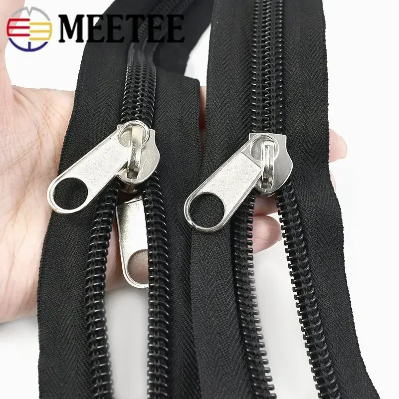 1/2/5M 3# 5# 8# 10# Nylon Zippers Tape with Zipper Slider Suitcase Continuous Zip Clothes Jacket Coil Zips Repair Accessories