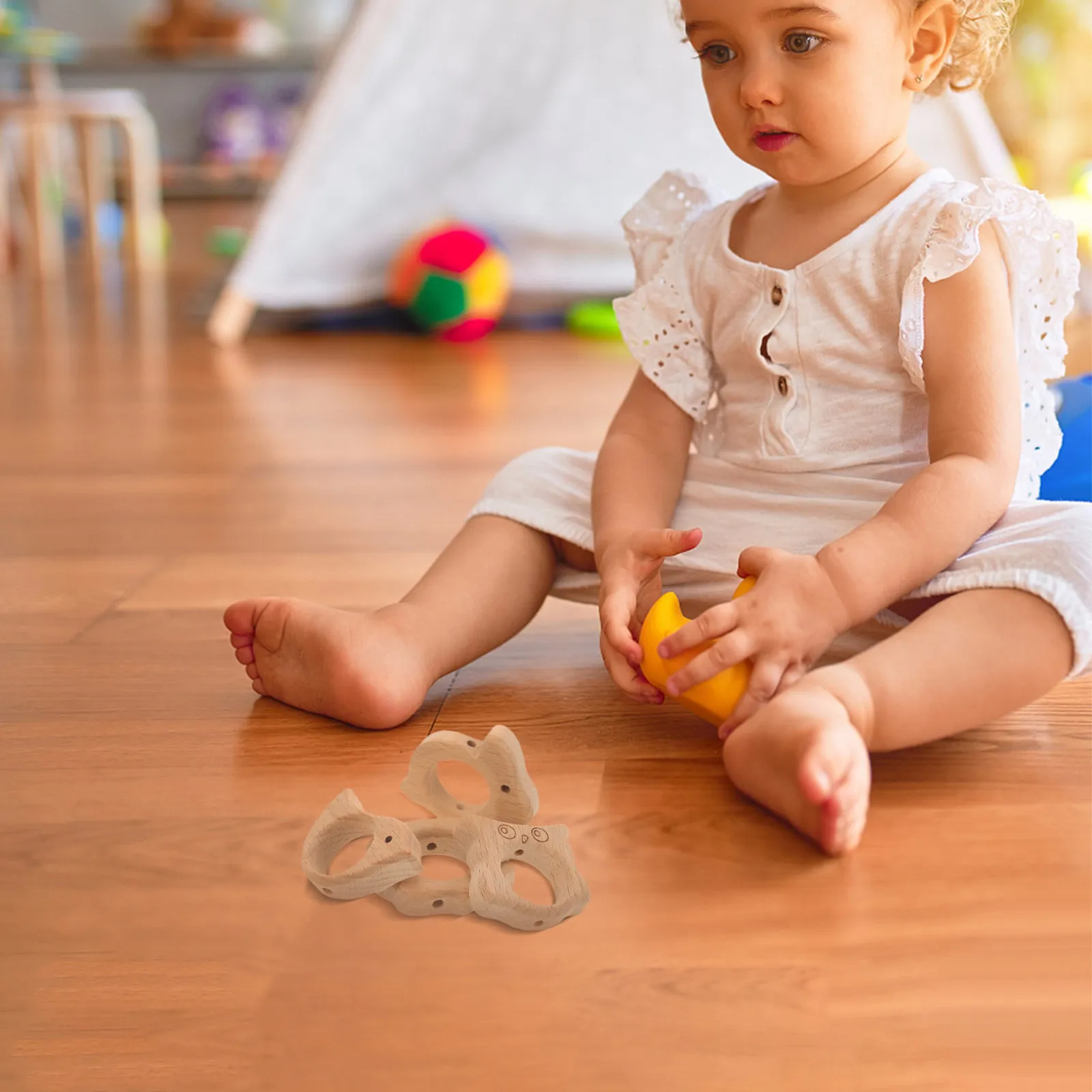 20 pièces de jouets à mâcher en bois pour bébé, en forme d'animaux, pour l'entraînement à la préhension, en bois naturel, formes mignonnes, lisses et sûrs pour les nourrissons