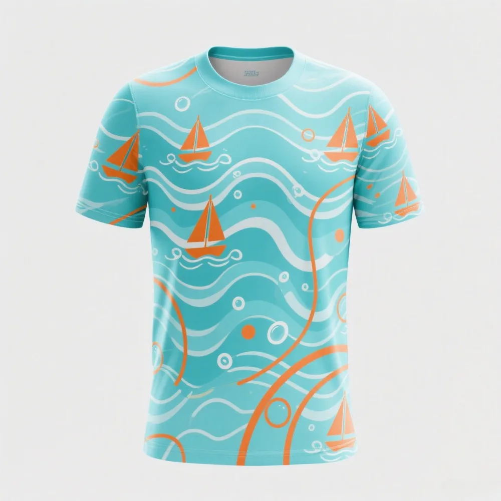 Summer Fresh Color Matching Children's and Women's Summer Short Sleeved Top Quick Drying Breathable Printed T-shirt  Family Look