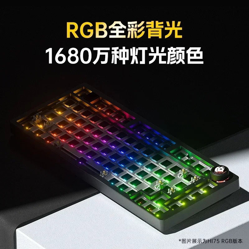 

Leobog Hi75 Wired Keyboard Kit Aluminium Alloy Gaming Hot Swap Rgb Gasket Usb Customization For Gamer Office Desktop Gift