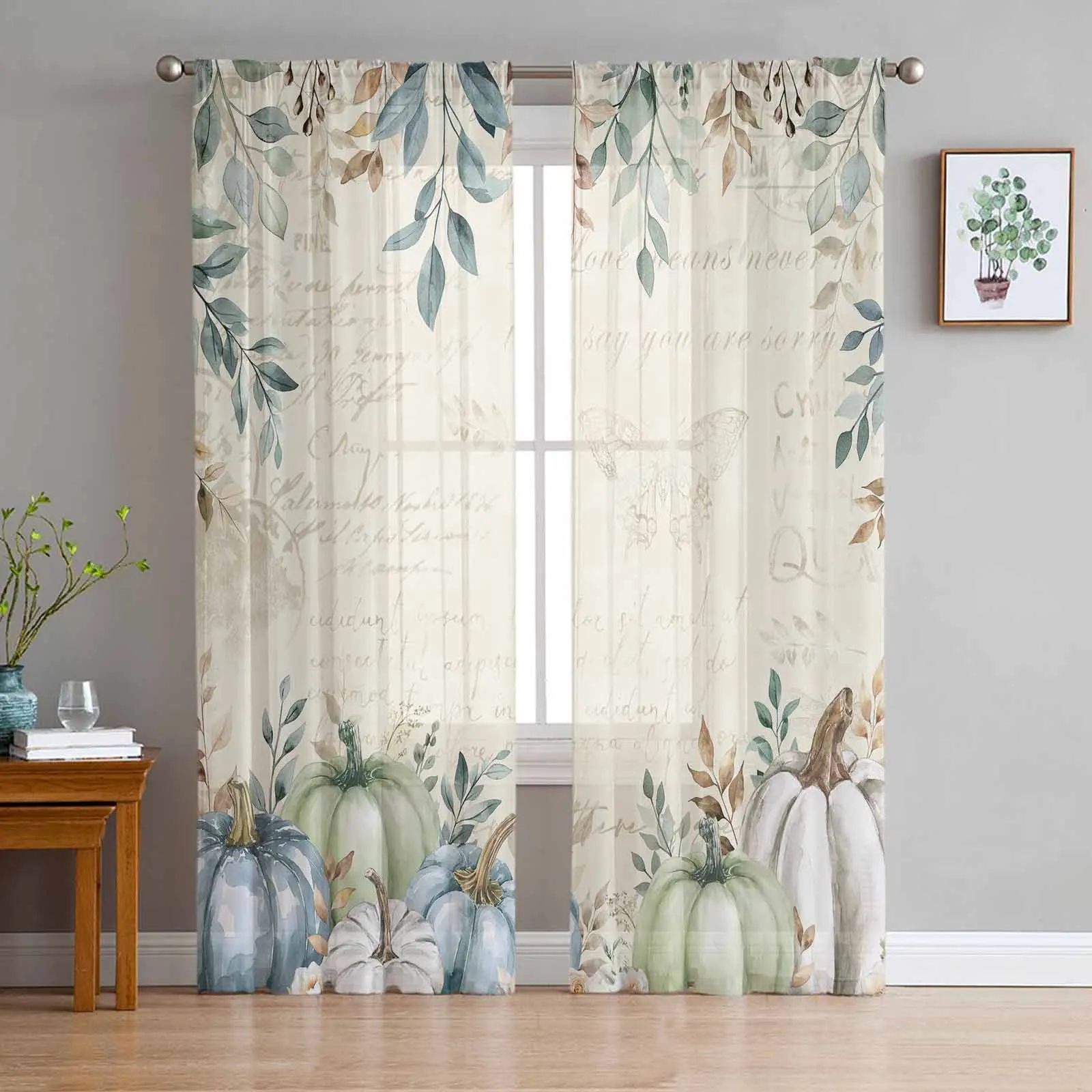 

Thanksgiving Autumn Leaves Tulle Curtains For Bedroom Home Decor Living Room Kitchen Voile Curtains For Blind