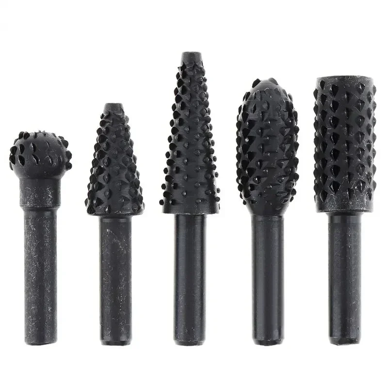 

5pc Black Woodworking Wolf Tooth Stick Rotary File DIY Grinding Accessories Set Electric Grinding Head Tool