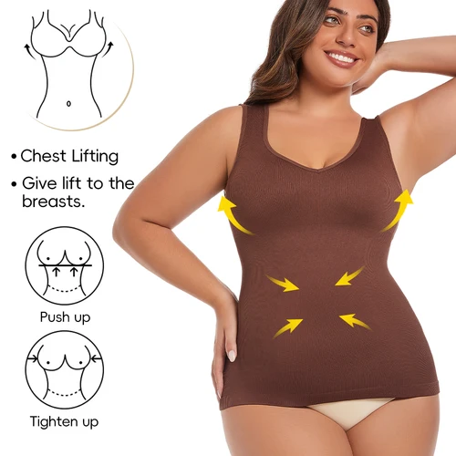 Imagen 2 del producto MISSMOLY-ropa moldeadora con cuello en V para mujer, camisola con Control de barriga, moldeador de cuerpo, ropa interior adelgazante, corsé de compresión, corpiño, camisetas sin mangas S-3XL