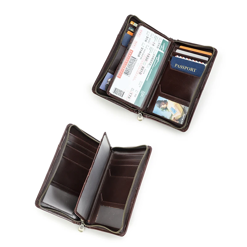 CONTACT'S Genuine Leather Clutch Bags for Men Passport Wallets Coin Purse Card Holder Men Handbags Clutch Wallets