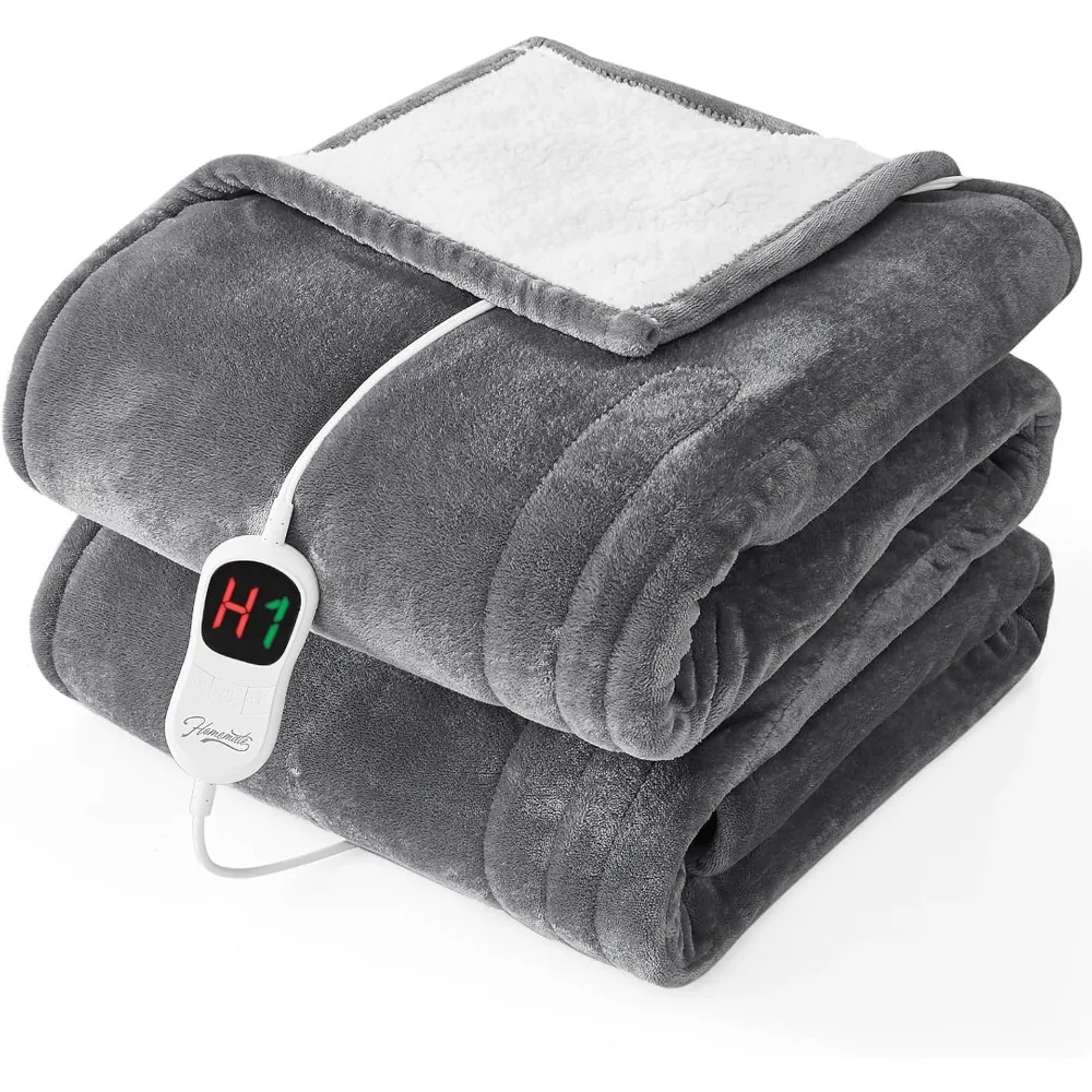 

Electric Heated Blanket Twin Size 62x84 Inches with 10 Heat Levels, Auto Shut-Off, and Overheat Protection - Ultra Soft Flannel