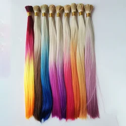 Colorful Hair Extensions I Tip Hair Rainbow Hairpieces Ombre Color 16inch 100 Strands/set For Women Synthetic Hair Accessiories
