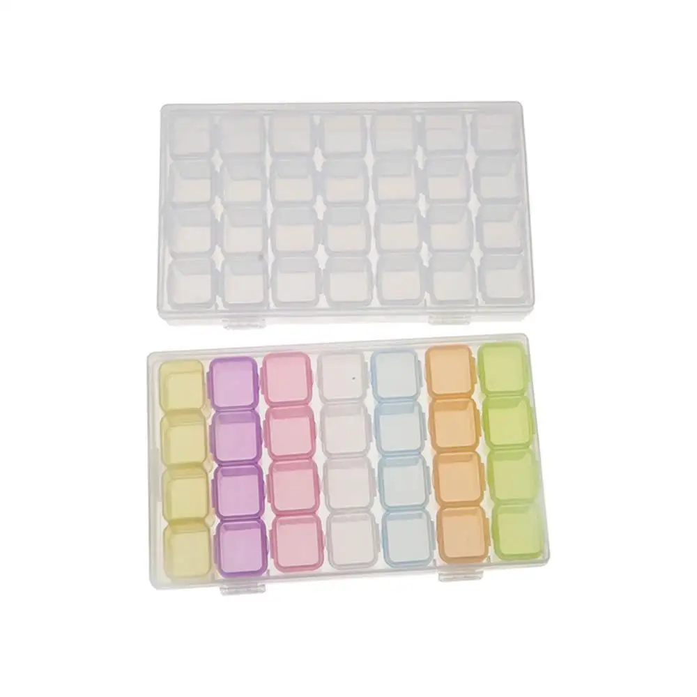 

for Home Store Open the Lid 28 Grid Rectangle Plastic Jewelry Packaging Transparent Storage Box Beads Storage Case Pill Box