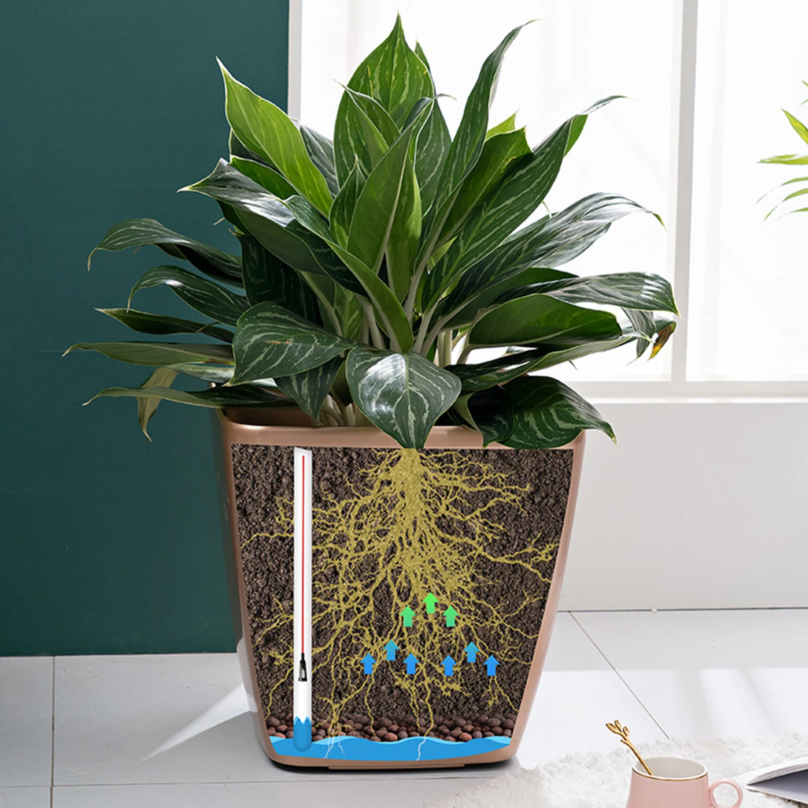 

Ленивый самополивающийся цветочный горшок конфетного цвета с устройством уровня воды Круглая гидропоника Инновационный дизайн Украшение интерьера