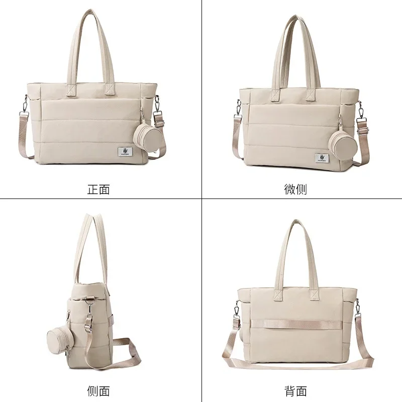 Women's Bag Solid Color Tote Bag Commuting College Padded Shoulder Bag Leisure Simple Female Handbags for Trave Diaper Bags New