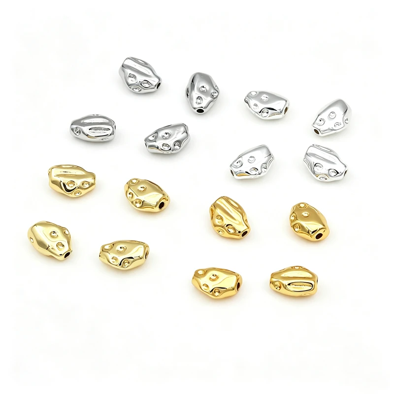 BoYuTe (100 Pieces/Lot) Brass Irregular Stone Baroque Spacer Beads Multi‑Color Metal Loose Beads for DIY Jewelry Making