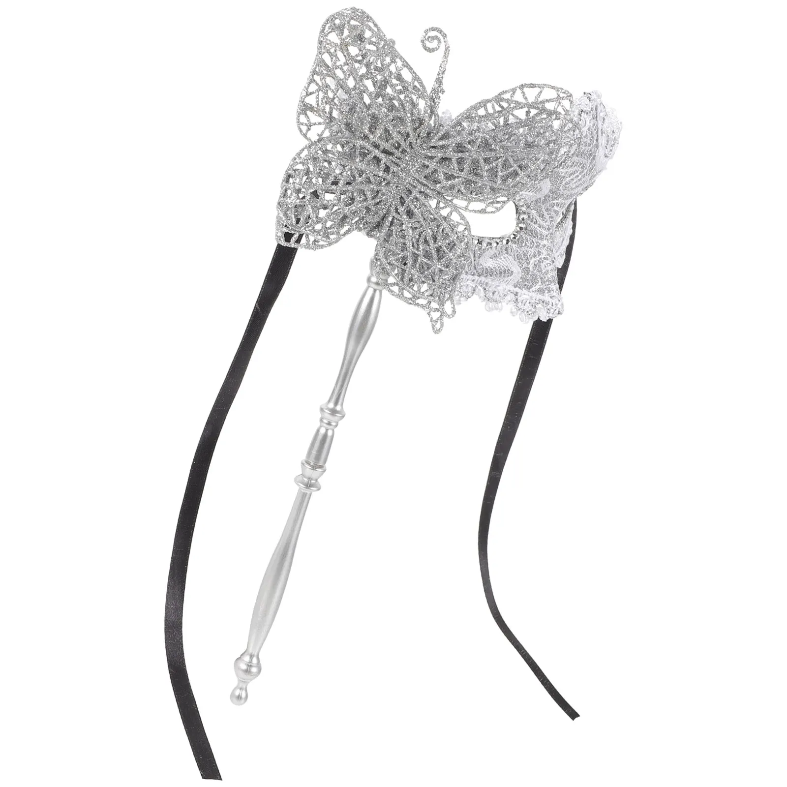 

Handheld Masquerade Mask Silver For Women Mardi Gras Party Carnival Cosplay Venetian Mask Festive Decorative Drama