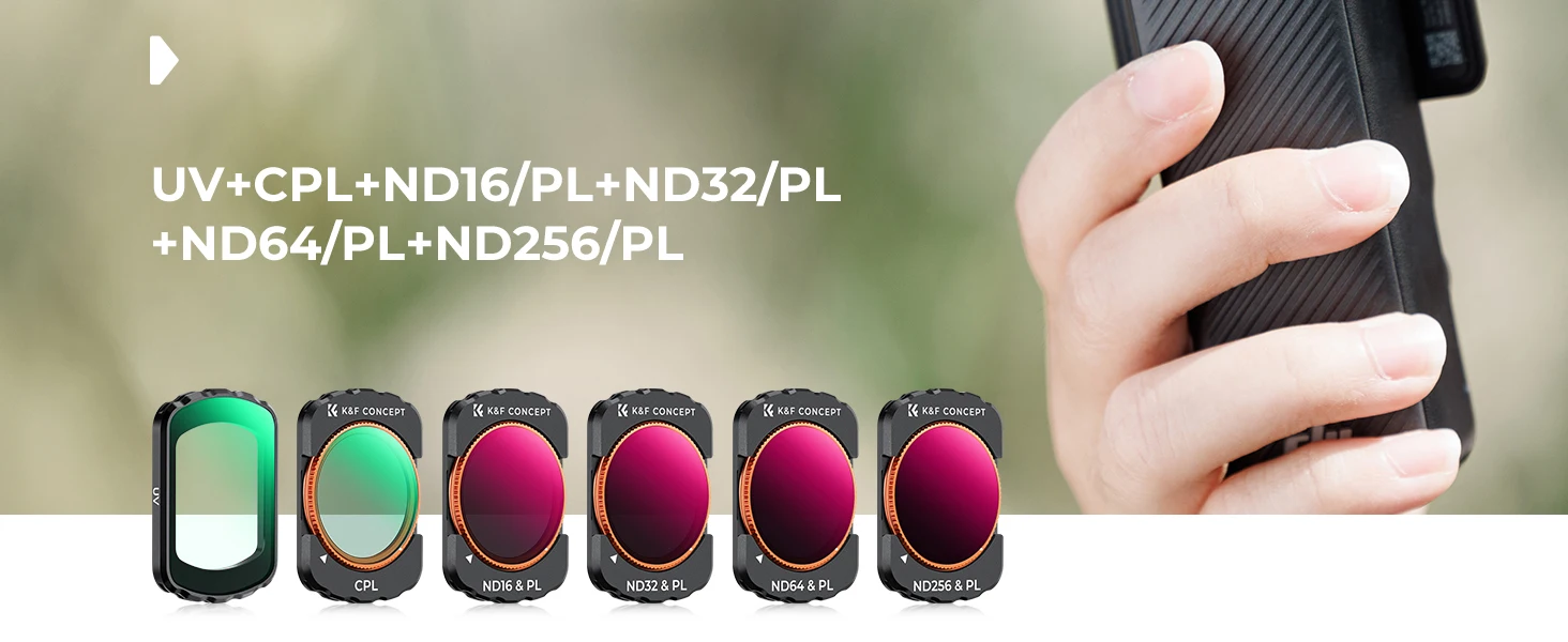 K&F Concept UV CPL ND Filter 6er-Set für DJI OSMO Pocket 4 Pocket 3 2-in-1 ND CPL Filter PL in ND16 ND32 ND64 ND256 für Action-Kamera – Detail 2