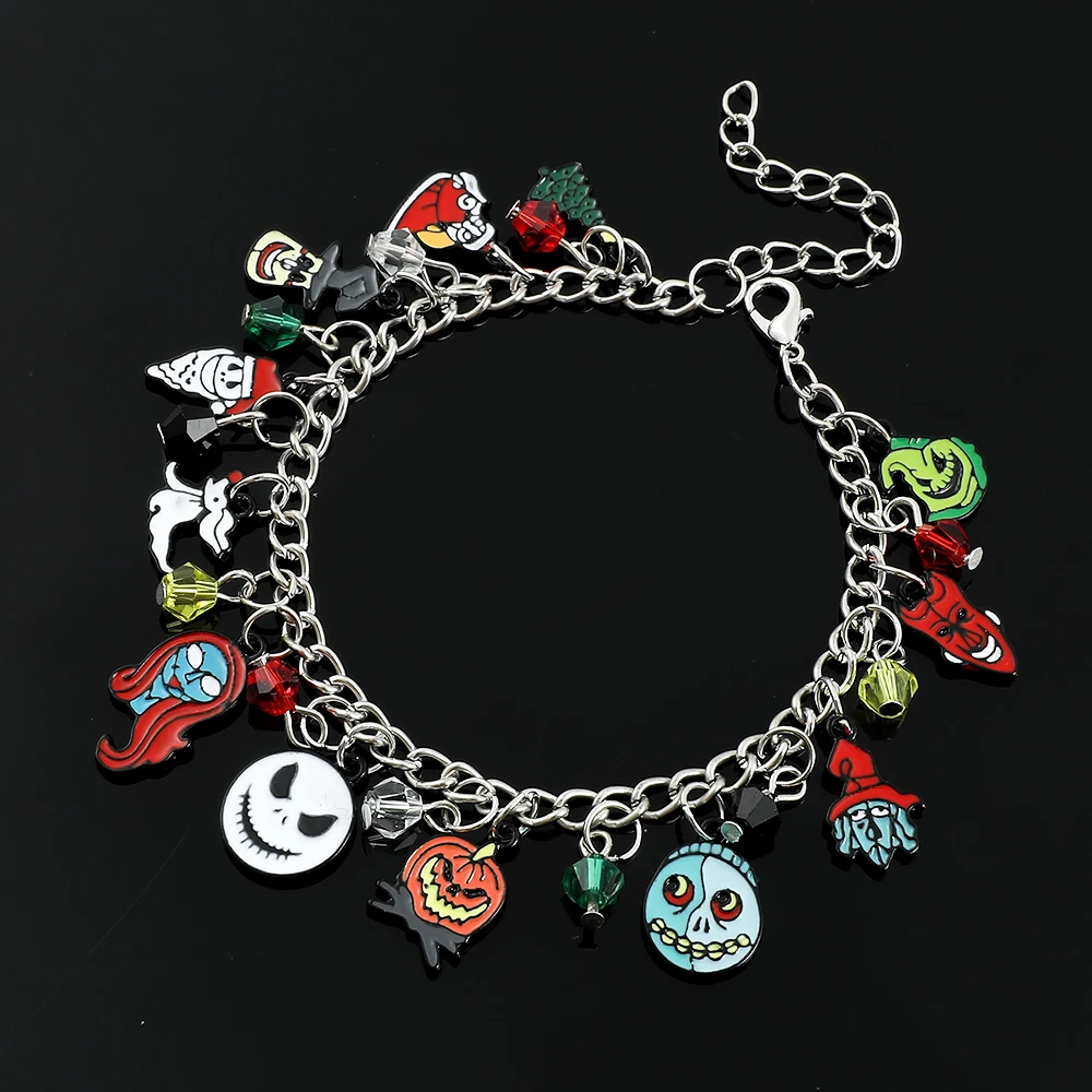 Disney the Nightmare Before Christmas Bracelet Accessories Jack Skellington Sally Oogie Boogie Jewelry Charm Bracelets for Women