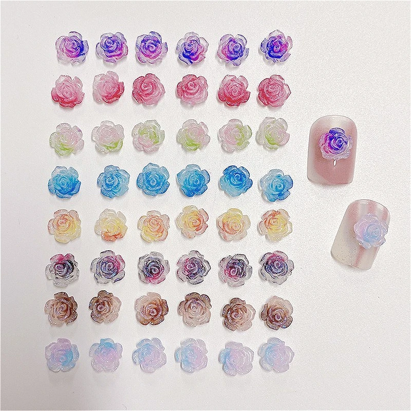 50/100 Stuks Lichtgevende Nail Art Sieraden Bloemvorm Driedimensionale Rose Gebruik Voor Haarspeld Oorbellen Telefoon Case Diy decor Accessoire