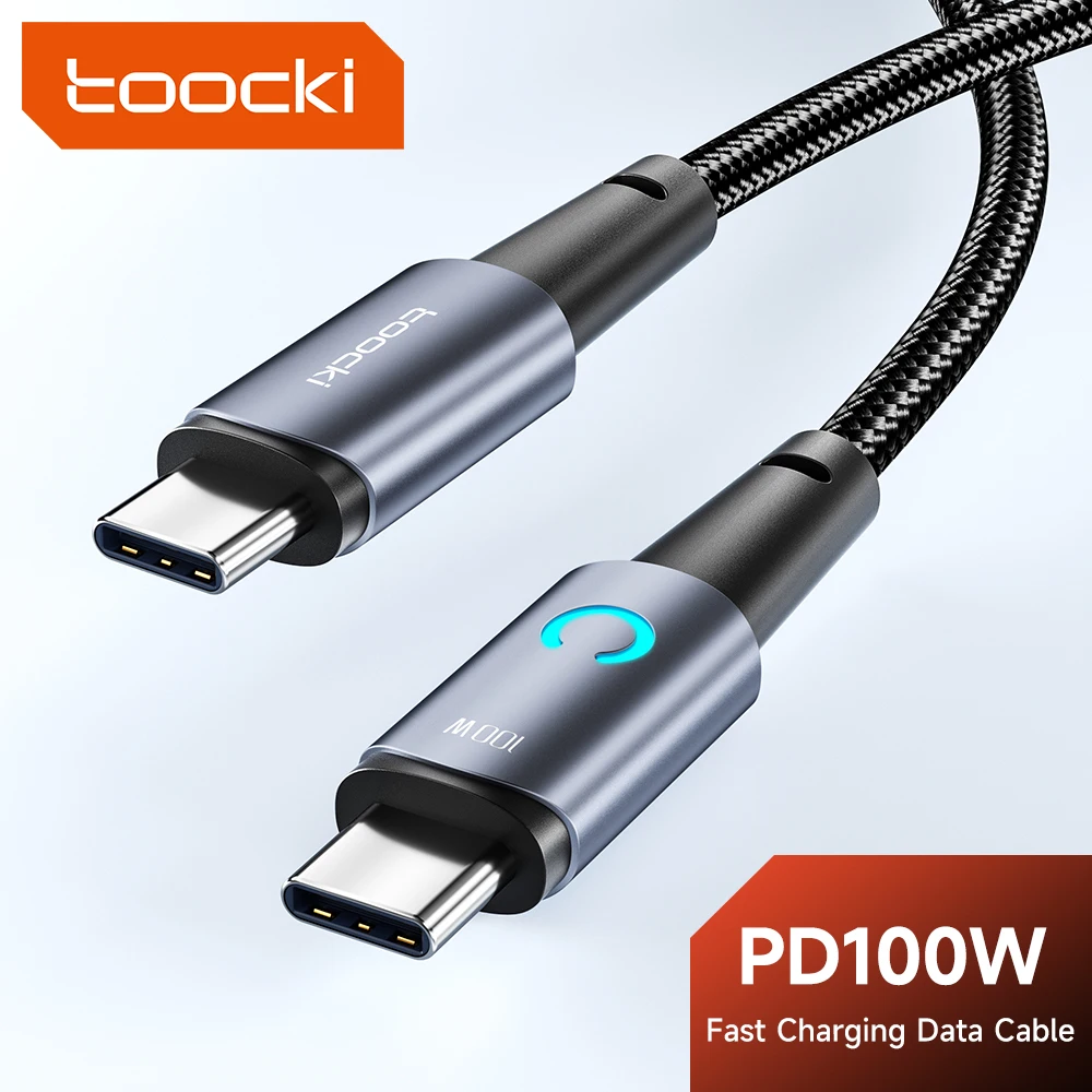 Toocki 100W USB C to USB C Cable PD Fast Charge Mobile Phone Cord For Xiaomi Huawei Samsung MacBook Poco3 Type C to Type C Cable