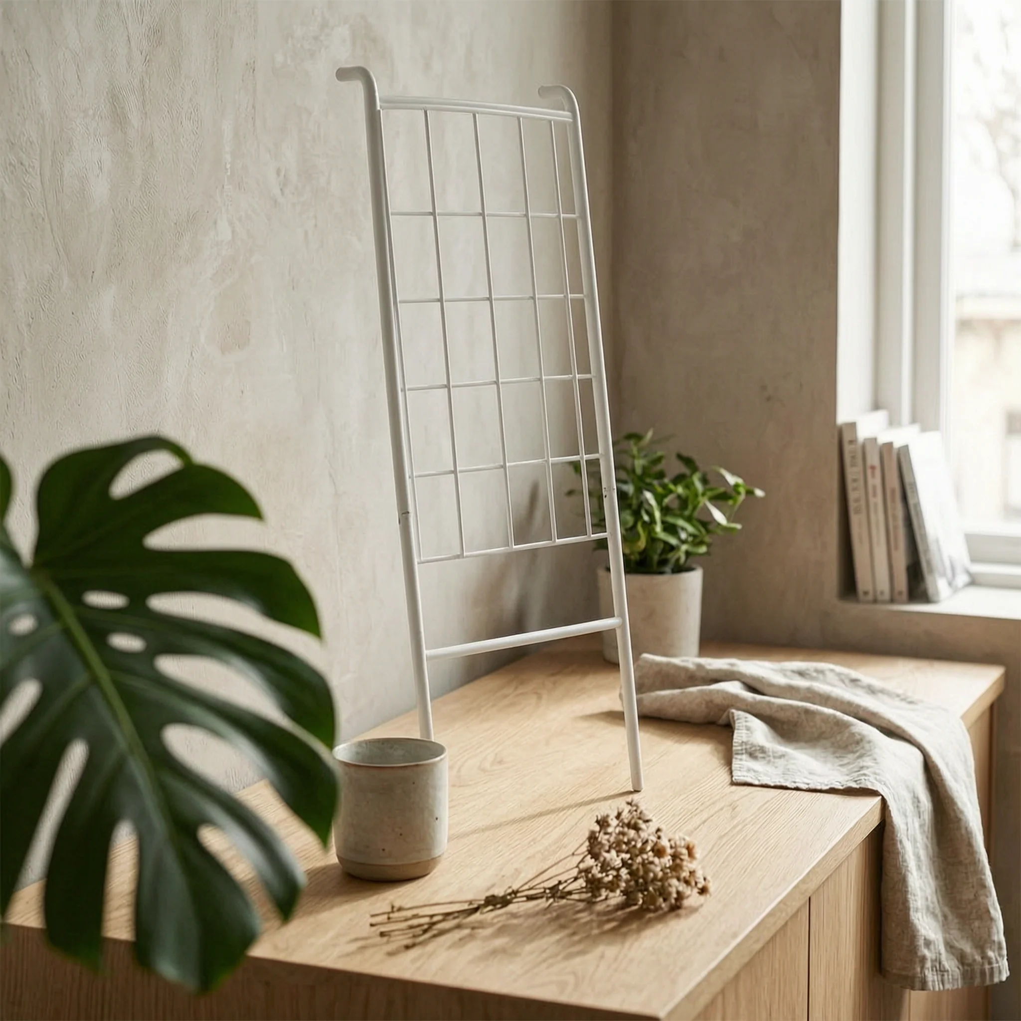 Coat Rack with Grid Panel Minimalist Freestanding Coat Rack Compact Open for Entryway, Bedroom