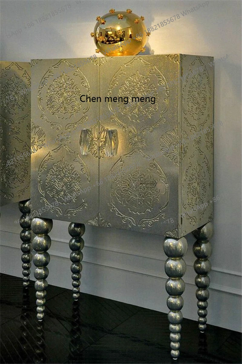 

Solid Wood Carved Wine Partition Cabinet Living Room Entrance Sideboard Wall-Mounted Storage High Cabinet