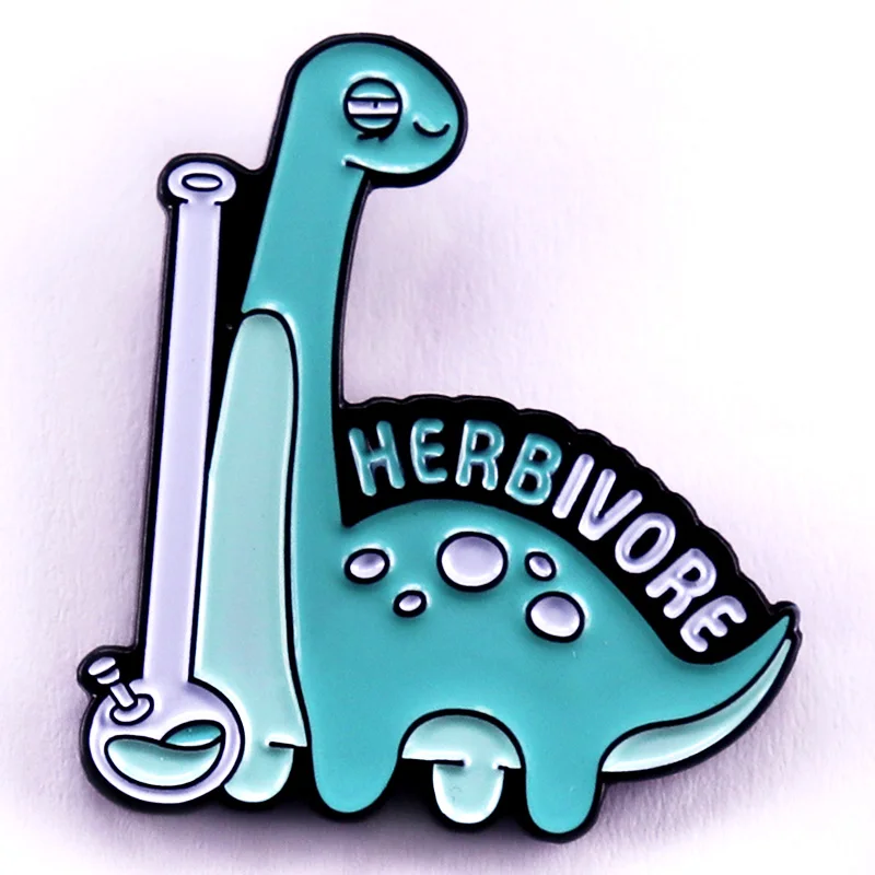 Herbívoros dinosaurio Bong esmalte Pin divertido psicodélico Veggie Animal broche