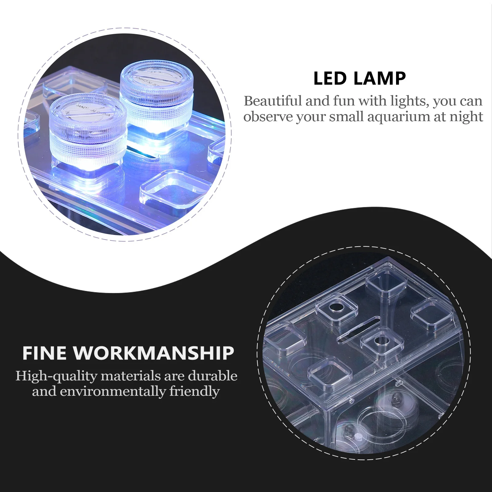 

Mini Acrylic Terrarium With Led Light Small Desk Aquarium Kit For Kids Pets Shrimp Tadpole Habitat Transparent