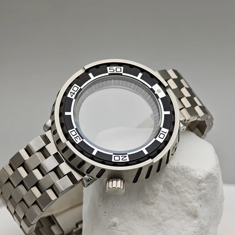 

NH35 Case 46.5MM Silver Black Men's Watch Case Fits NH35 NH36 Movement Sapphire Glass Stainless Tuna Canned Style Watch Case Mod