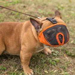 Adjustable Soft Mesh Dog Muzzle for Short Snout Bulldog Pug Breathable Anti Biting Barking Mouth Cover Comfortable Pet Muzzle