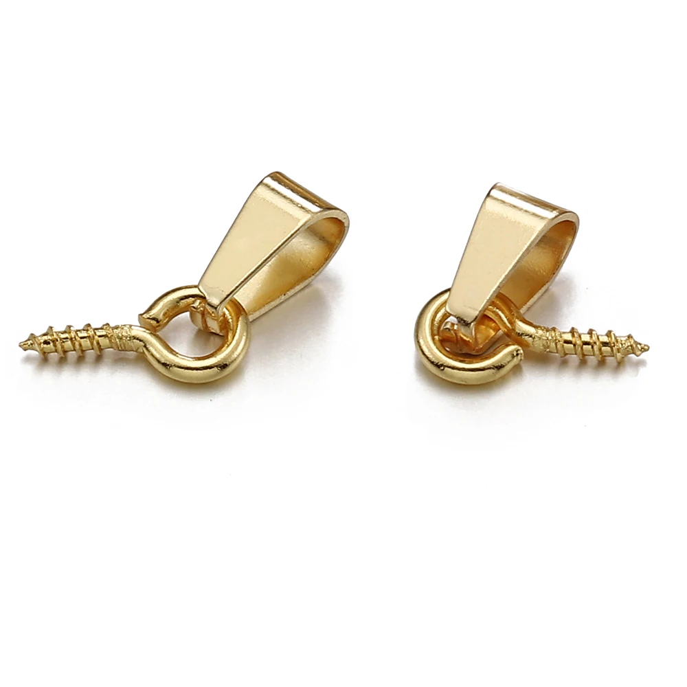 20pcs Stainless Steel Screw Eye Pins Bail Top Drilled Beads End Pendant Charms Connectors Dangle Charm for Jewelry Making DIY