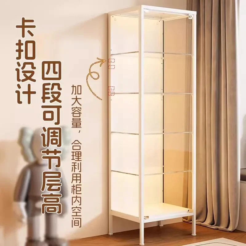 Figure with lock glass display Household dust-proof transparent with light storage display model Storage rack Wine cabinet