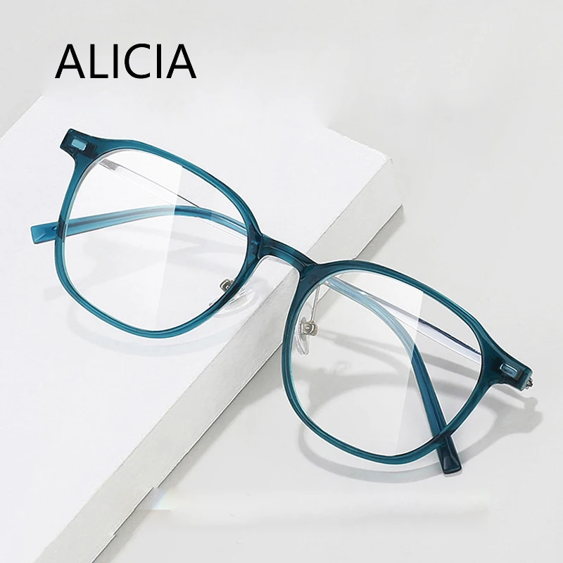 

ALICIA Fashion Retro Eyeglasses Full Polygon Ultra light TR90 Titanium Spectacle Black Optical Prescription Frames Man Woman