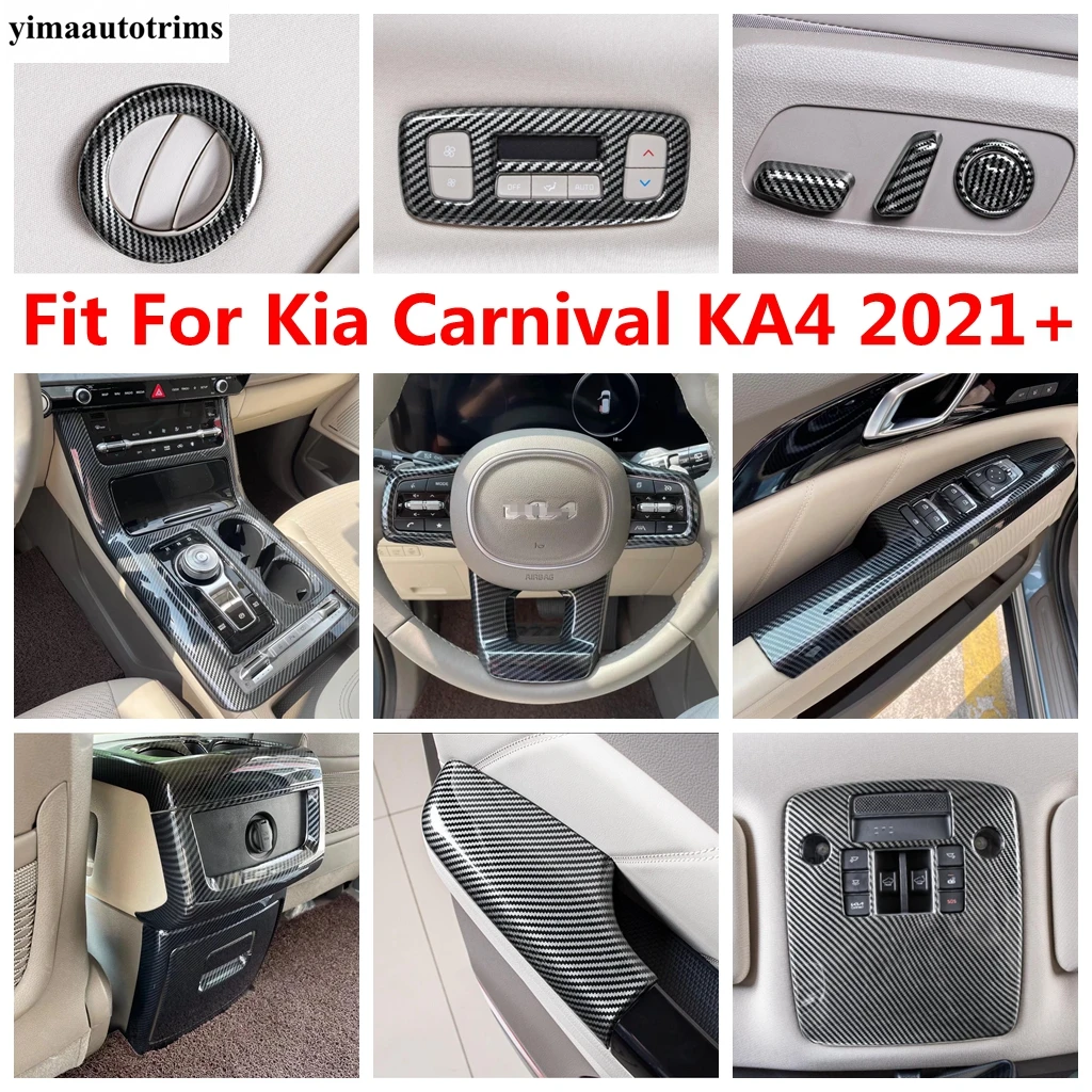 

Steering Wheel / Gear Shift Water Cup Panel / Seat Adjust Button Cover Trim For Kia Carnival KA4 2021- 2024 Accessories Interior